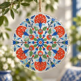 Ramadan Acrylic Hanging Wall Decor – Red Blue Tile Medallion - MintiHome