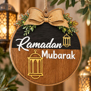 Ramadan MDF Wood Hanging Wall Decor – Mubarak Lantern On Split Panel - MintiHome