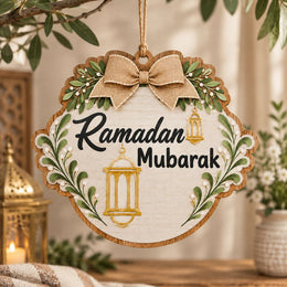 Ramadan MDF Wood Hanging Wall Decor – Lantern In Scalloped Arch - MintiHome