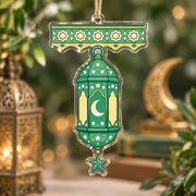 Ramadan Acrylic Hanging Wall Decor – Green Crescent Lantern Banner - MintiHome