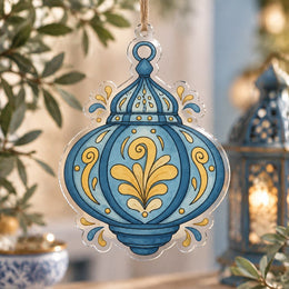 Ramadan Acrylic Hanging Wall Decor – Blue Dome Lantern - MintiHome