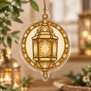 Ramadan Acrylic Hanging Wall Decor – Cream Gold Round Lantern - MintiHome