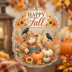 Thanksgiving Acrylic Hanging Wall Decor – Farm Fence Fall Scene hanging wall decor with printed artwork and cut silhouette.
