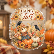 Thanksgiving Acrylic Hanging Wall Decor – Farm Fence Fall Scene hanging wall decor with printed artwork and cut silhouette.