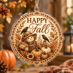 Thanksgiving Acrylic Hanging Wall Decor – Sepia Wheat Medallion hanging wall decor with printed artwork and cut silhouette.