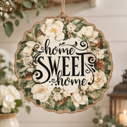 Daily MDF Wood Hanging Wall Decor – Scalloped Rose Gingham Edge hanging wall decor with printed artwork and cut silhouette.