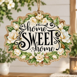 Daily MDF Wood Hanging Wall Decor – Cream Rose Gingham Wings hanging wall decor with printed artwork and cut silhouette.