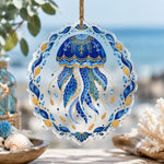 Daily Acrylic Hanging Wall Decor – Blue Jellyfish Medallion Round - MintiHome