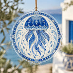 Daily Acrylic Hanging Wall Decor – Navy Jellyfish Coral Round - MintiHome