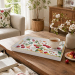 Watercolor Cherry Plastic Serving Tray – Cherry Blossom plastic serving tray shown in a rectangular styled scene.