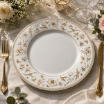 Wedding Gold Trim Floral Charger Plate – Botanical Border Design - MintiHome