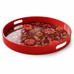 Burgundy Folk Floral Plastic Serving Tray – Red Bloom - MintiHome