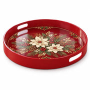 Christmas Decorative Serving Tray – Ivory Poinsettia Bloom - MintiHome