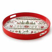 Christmas Folk Art Plastic Serving Tray – Reindeer Tree - MintiHome