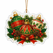 Christmas Ornament Trio Acrylic Hanging Wall Decor – Holly - MintiHome