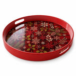 Christmas Plaid Pinecone Serving Tray – Red Holiday Tray with Handles - MintiHome