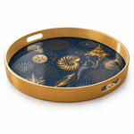Christmas Seashell Plastic Serving Tray – Gold Navy Holiday Decor - MintiHome