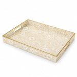 Cream Paisley Mosaic Plastic Serving Tray – Gold Scrollwork - MintiHome