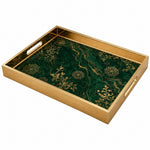 Emerald Mandala Glass Serving Tray – Golden Filigree - MintiHome