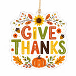 Fall GIVE THANKS Acrylic Hanging Wall Decor with Pumpkin and Sunflower - MintiHome