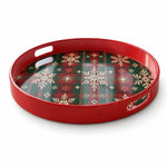 Gold Snowflake Plaid Plastic Serving Tray – Christmas Trees - MintiHome