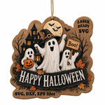 Halloween Happy Halloween Ghost MDF Sign – Pumpkin Haunted House - MintiHome