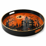 Halloween Haunted House Serving Tray – Pumpkin and Bat Design - MintiHome