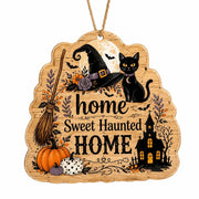 Halloween Home Sweet Haunted MDF Sign – Witch Cat Pumpkin Art - MintiHome