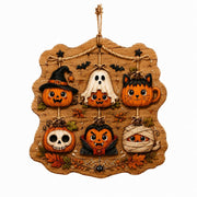 Halloween Pumpkin Squad Wall Decor – Rustic Wood Characters Sign - MintiHome