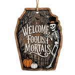 Halloween Skeleton Welcome MDF Hanging Sign – Coffin Shaped - MintiHome
