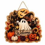 Halloween Welcome Ghost MDF Hanging Wall Decor – Black Cat - MintiHome
