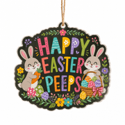 Happy Easter Peeps Bunny Acrylic Hanging Wall Decor – Egg Basket Sign - MintiHome