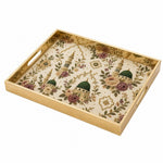 Islamic Mosque Embroidery Gold Decorative Tray with Green Domes and Gold Frame | Minti Home - MintiHome