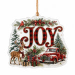 Joy Red Truck Acrylic Hanging Wall Decor – Plaid Letters - MintiHome