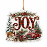Joy Red Truck Acrylic Hanging Wall Decor – Plaid Letters - MintiHome