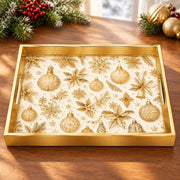 Black Christmas Glass Tray with Gold and Cream Ornament Cluster - MintiHome