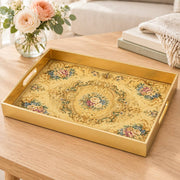 Moroccan Mosaic Daily Glass Tray – Gold Blue Border - MintiHome