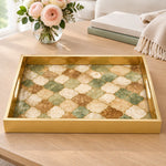 Daily Decorative Glass Serving Tray – Gilded Peony Damask - MintiHome