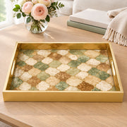 Daily Decorative Glass Serving Tray – Gilded Peony Damask - MintiHome