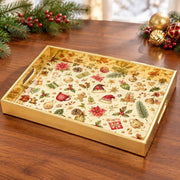 Christmas Poinsettia Pinecone Glass Serving Tray – Festive Platter - MintiHome