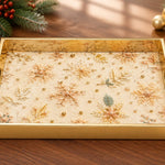 Christmas Silver Snowflake Glass Serving Tray - Pearl - MintiHome
