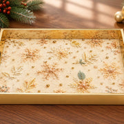 Christmas Silver Snowflake Glass Serving Tray - Pearl - MintiHome