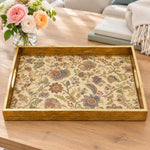 Gold Tropical Monstera Leaf Glass Serving Tray with Gold Frame - MintiHome