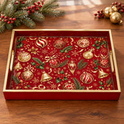 Christmas Santa Claus & Reindeer Glass Serving Tray – Holiday Platter - MintiHome