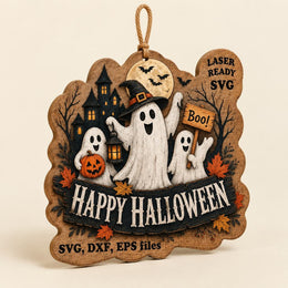 Happy Halloween Lantern MDF Wood Hanging Wall Decor – Pumpkins - MintiHome