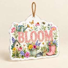Floral BLOOM Watering Can Acrylic Hanging Wall Decor Garden Sign - MintiHome