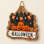 Welcome Halloween MDF Wood Hanging Wall Decor – Bat Pumpkin - MintiHome