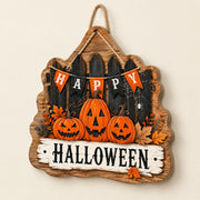 Welcome Halloween MDF Wood Hanging Wall Decor – Bat Pumpkin - MintiHome