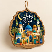 Ramadan Kareem Crescent Moon Wood Hanging Wall Decor – Dangles - MintiHome