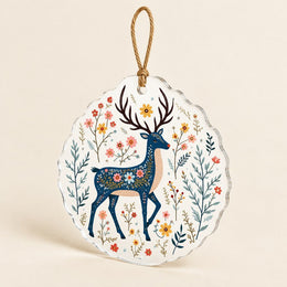 Christmas Queen Deer Floral Acrylic Hanging Wall Decor Ornament - MintiHome